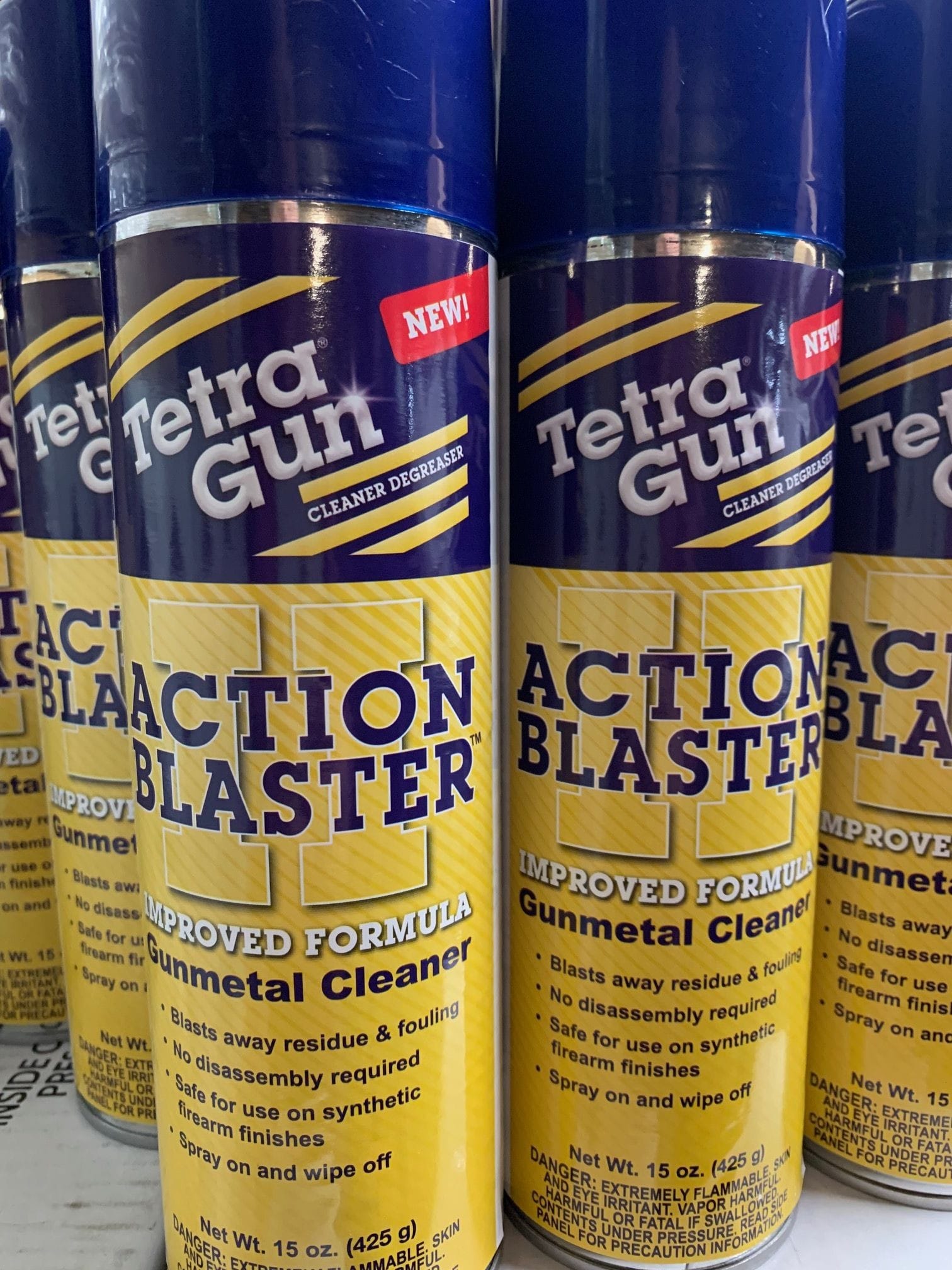 Action Blaster cleaner degreaser and Triple Action CLP aerosols are designed to treat gunmetal.  Used by many gunsmiths, competitive shooters among gun owners.